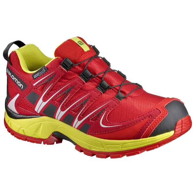 Salomon Singapore Kids Trail Running Shoes - XA PRO 3D CSWP J Red/Yellow | 49176-LRKO